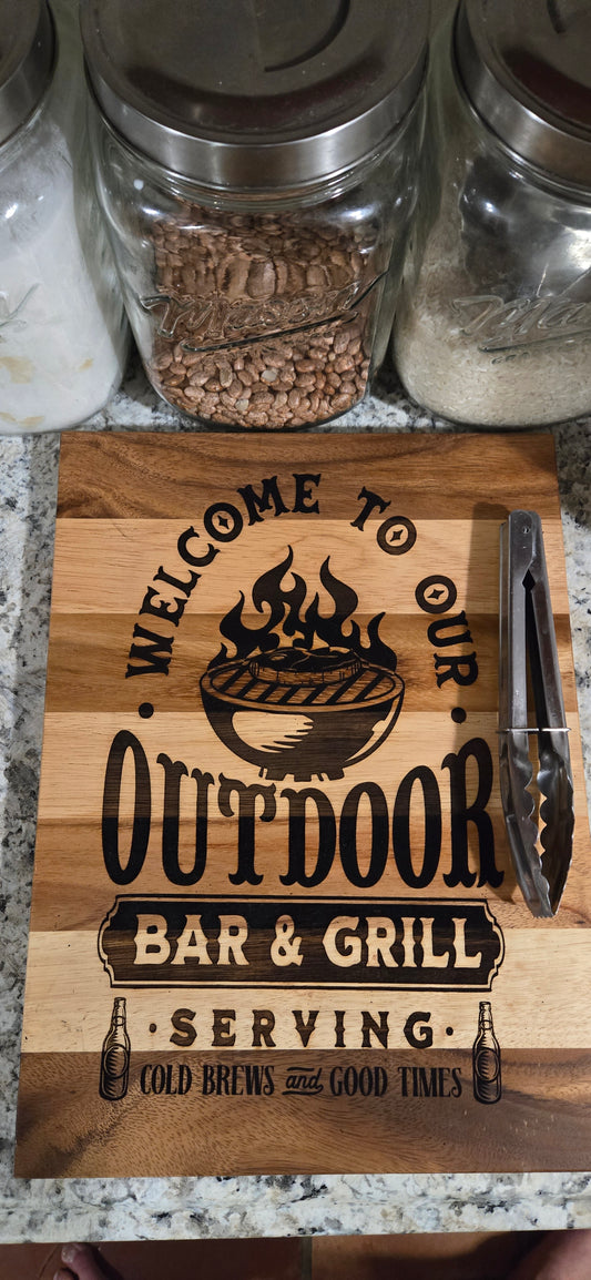 Laser engraved cutting board, decor AnchorsAweighLeather