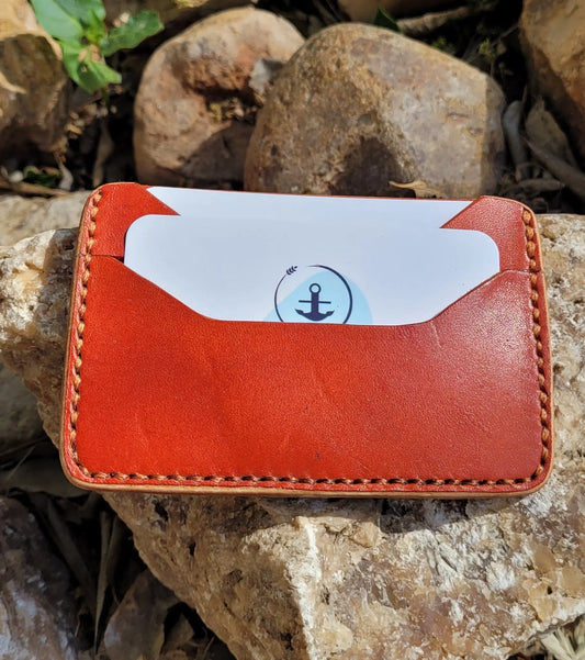 British Tan Slim Leather ELite Card Holder, Minimalist Card Wallet, EDC wallet AnchorsAweighLeather
