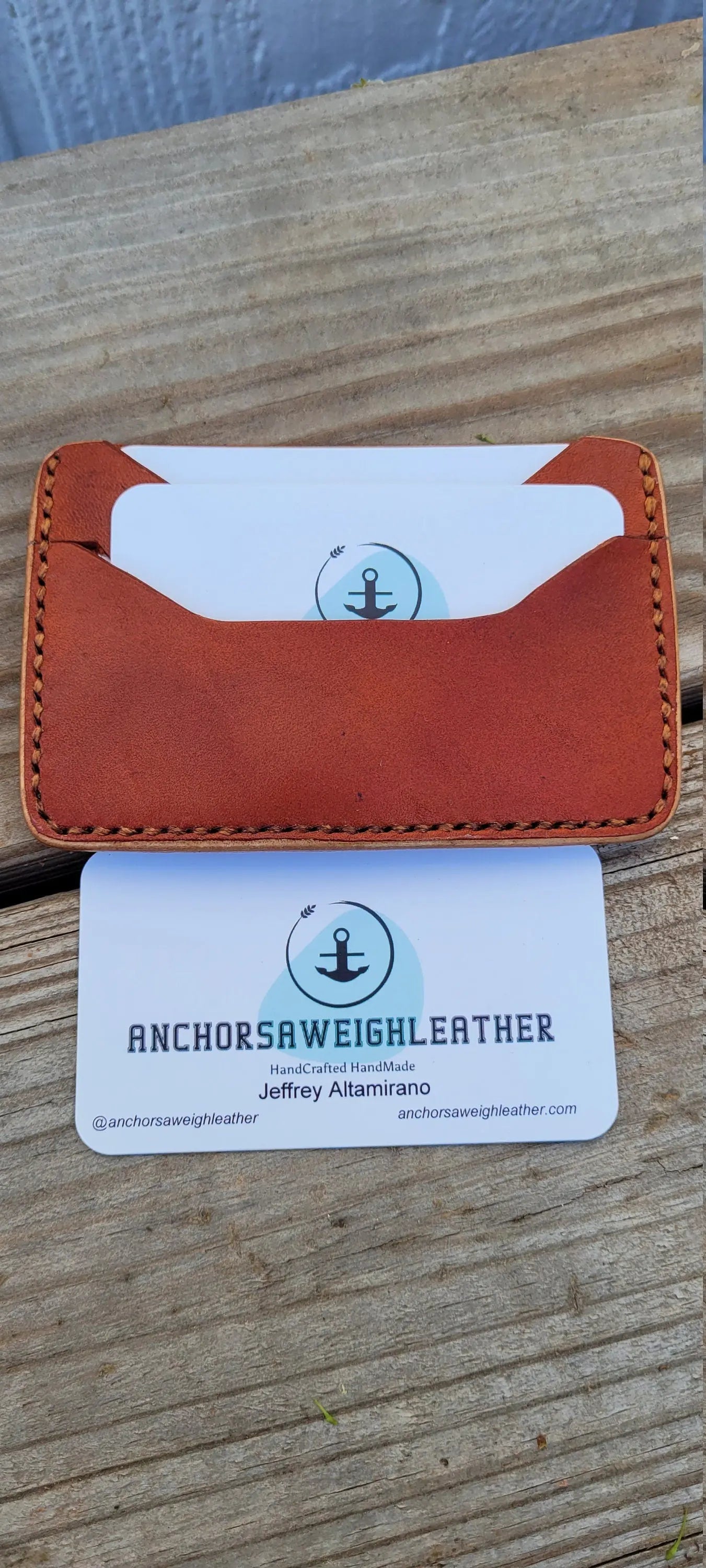 British Tan Slim Leather ELite Card Holder, Minimalist Card Wallet, EDC wallet AnchorsAweighLeather