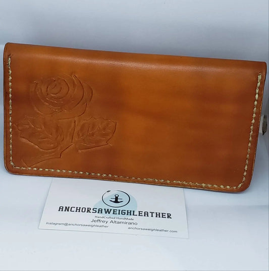 Leather Rose Checkbook Cover AnchorsAweighLeather