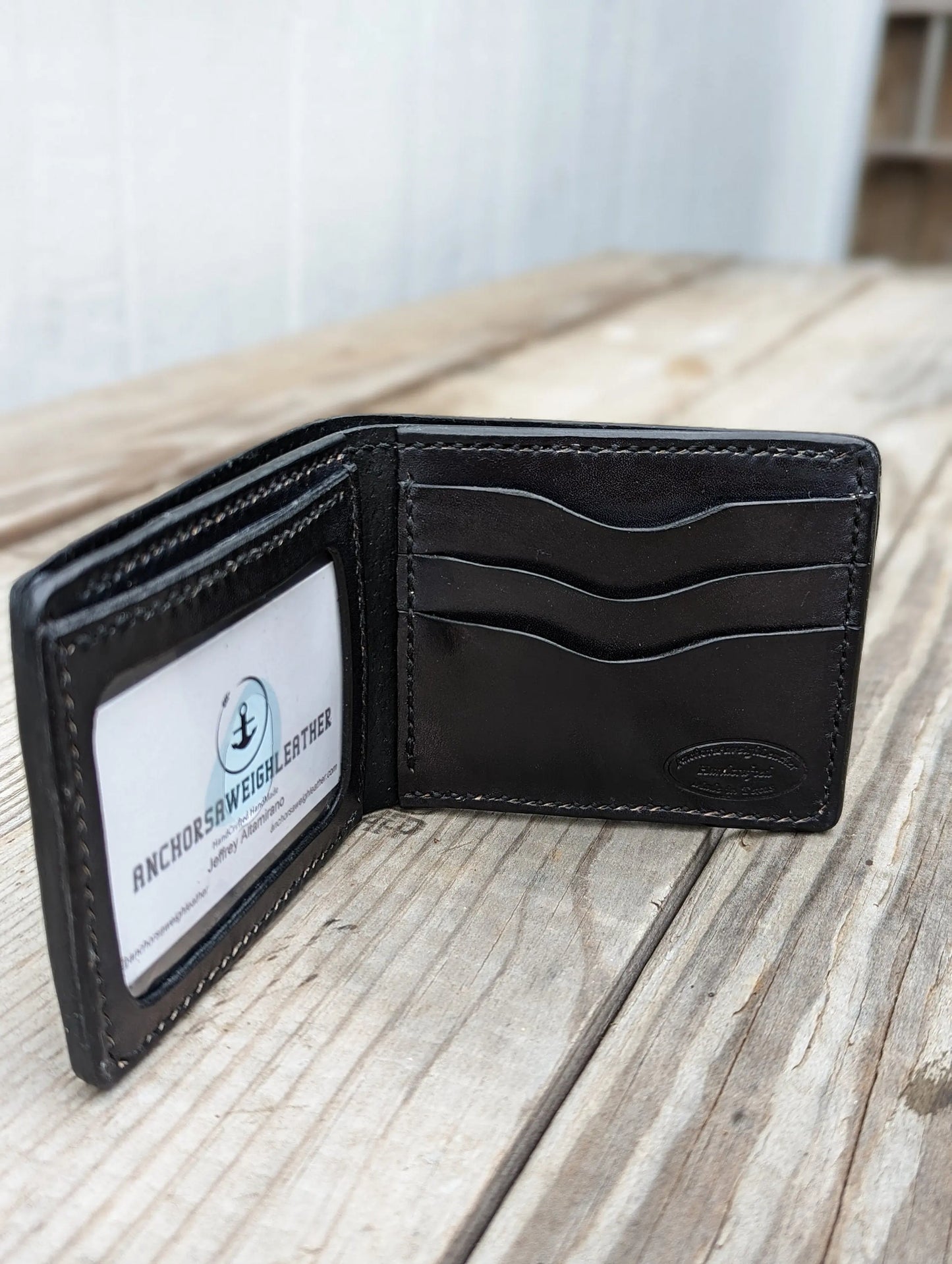 Mens leather wallet, leather wallet, leather billfold AnchorsAweighLeather