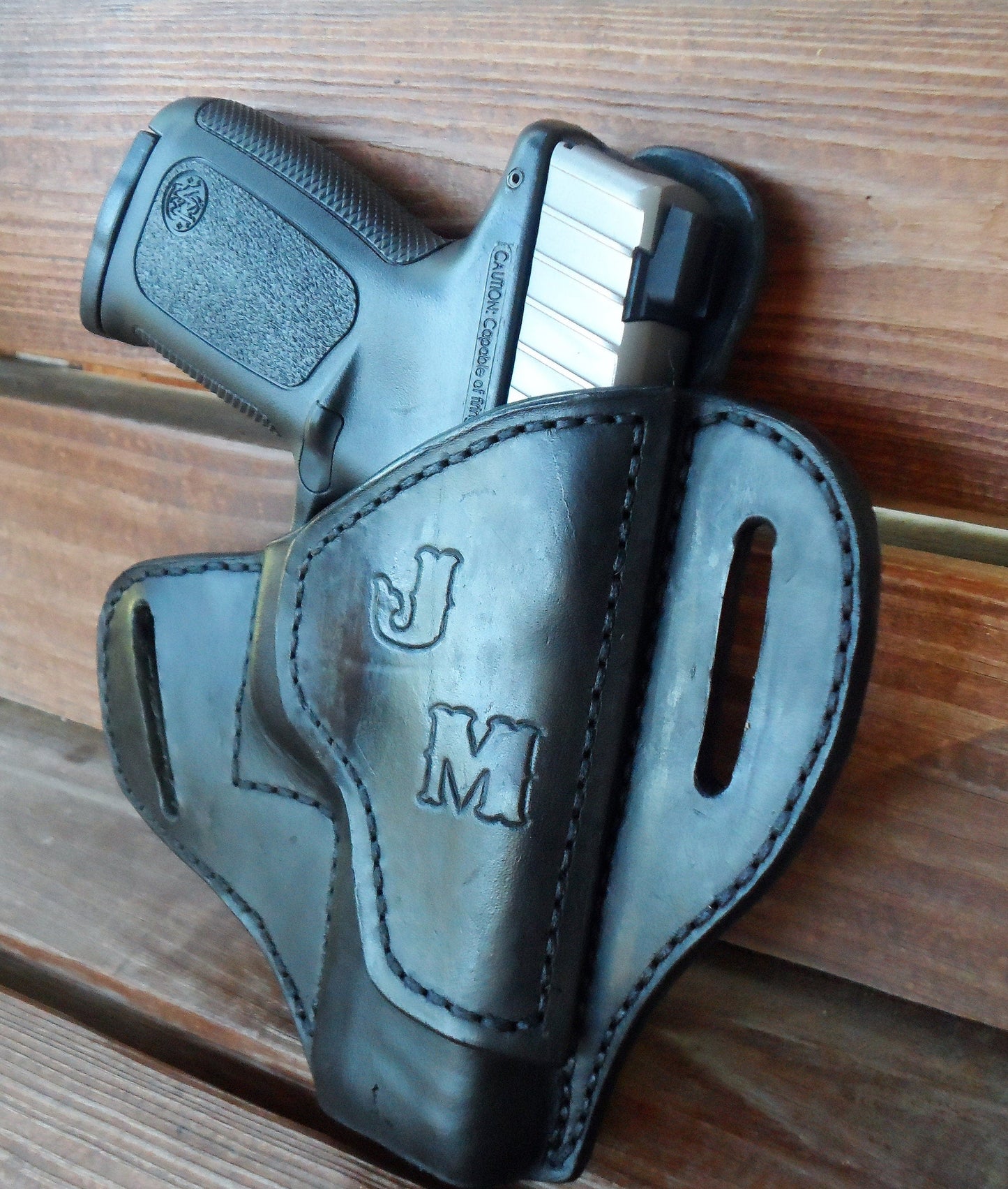 Smith & Wesson SDVE 9/40 cal saddle holster, OWB Holster, Leather Holster, Holster, EDC AnchorsAweighLeather
