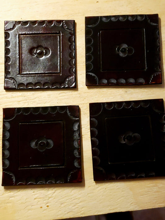 Leather Coaster set, Drink Coaster, Coaster AnchorsAweighLeather