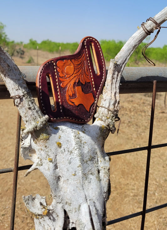 Custom Texas pancake knife sheath, knife case, leather knife sheath,pocket knife scabbard AnchorsAweighLeather
