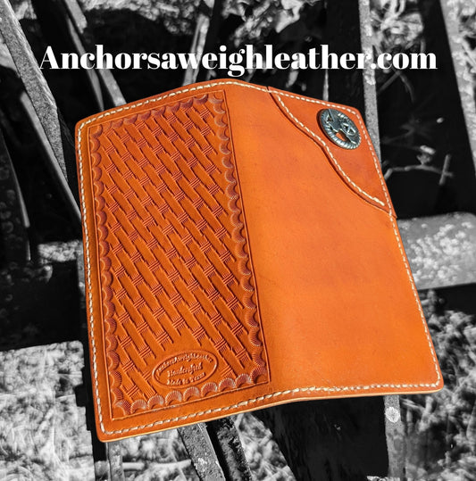 Roper Wallet, Long Wallet, San Antone Roper Wallet, Wallet, EDC AnchorsAweighLeather