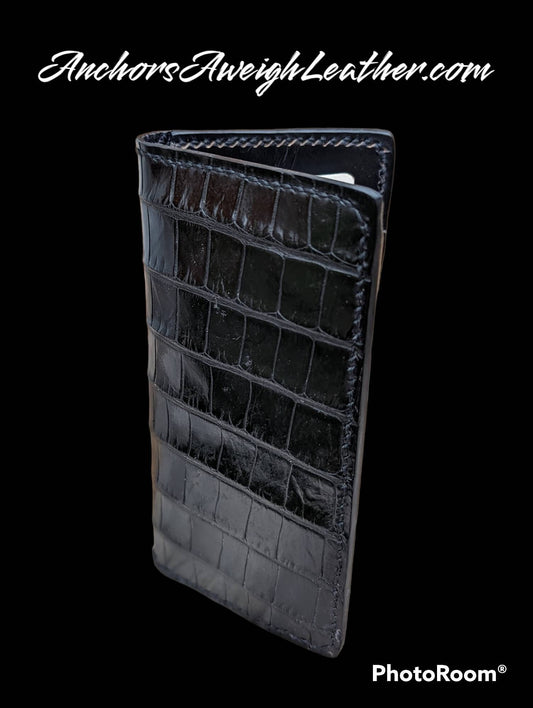 Genuine Alligator Long Wallet for Men, Long Wallet, Wallet for Men, Roper Wallet, luxury leather wallet AnchorsAweighLeather