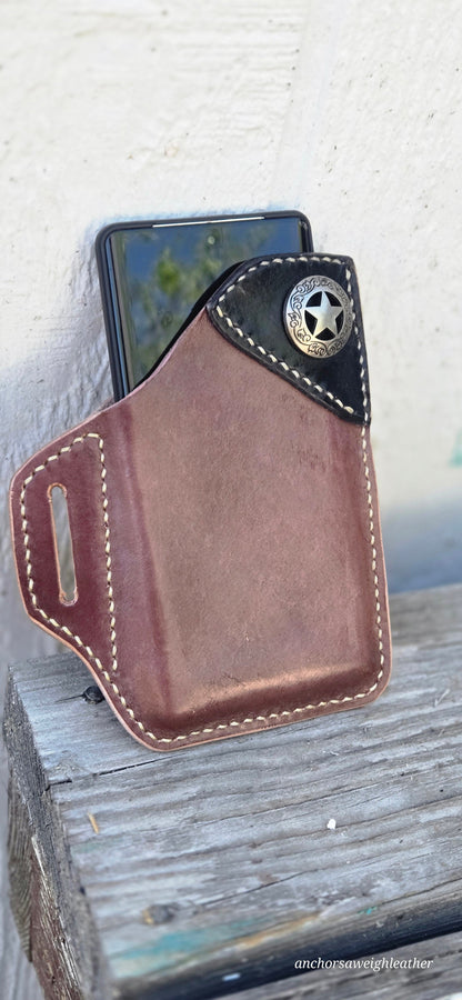 Leather Phone Holster Cattleman Edition AnchorsAweighLeather