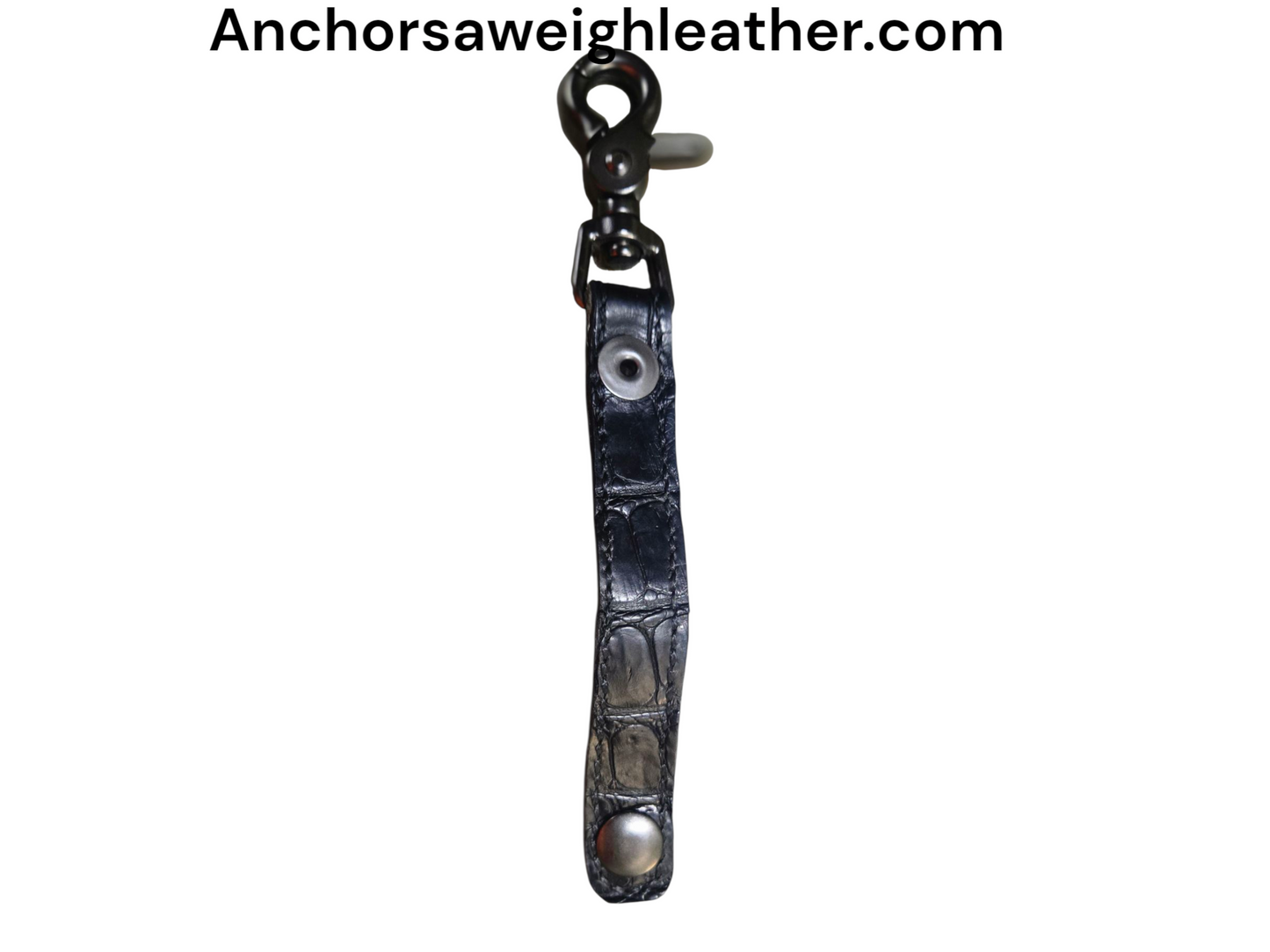 Black Alligator Leather Key Holder | 360° Swivel Snap | Handcrafted EDC | AnchorsAweighLeather