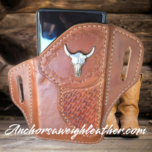 Leather Phone Holster RAVEN Edition AnchorsAweighLeather