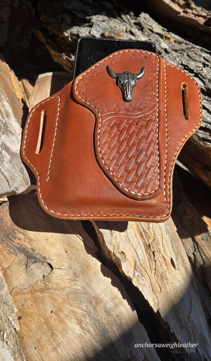 Leather Phone Holster RAVEN Edition AnchorsAweighLeather