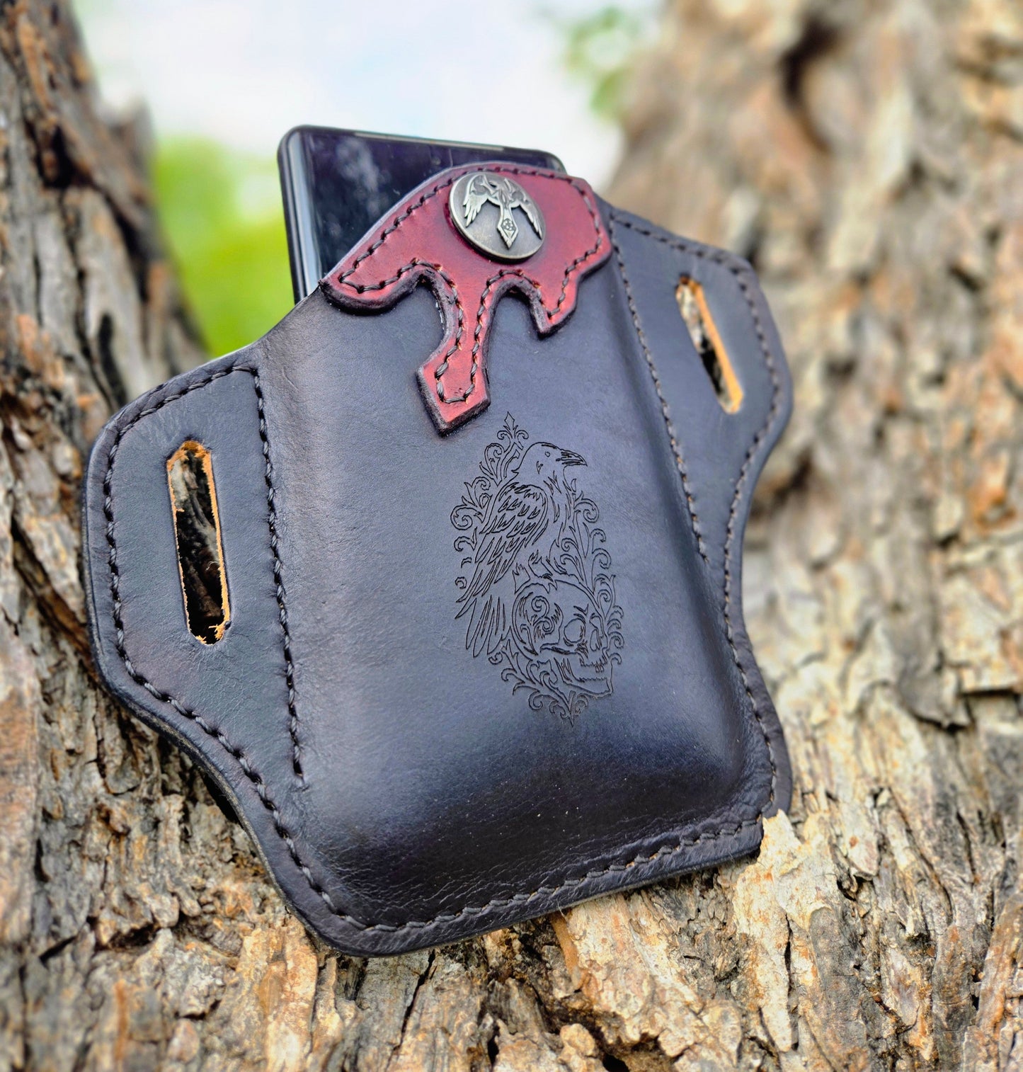 Leather Phone Holster RAVEN Edition AnchorsAweighLeather