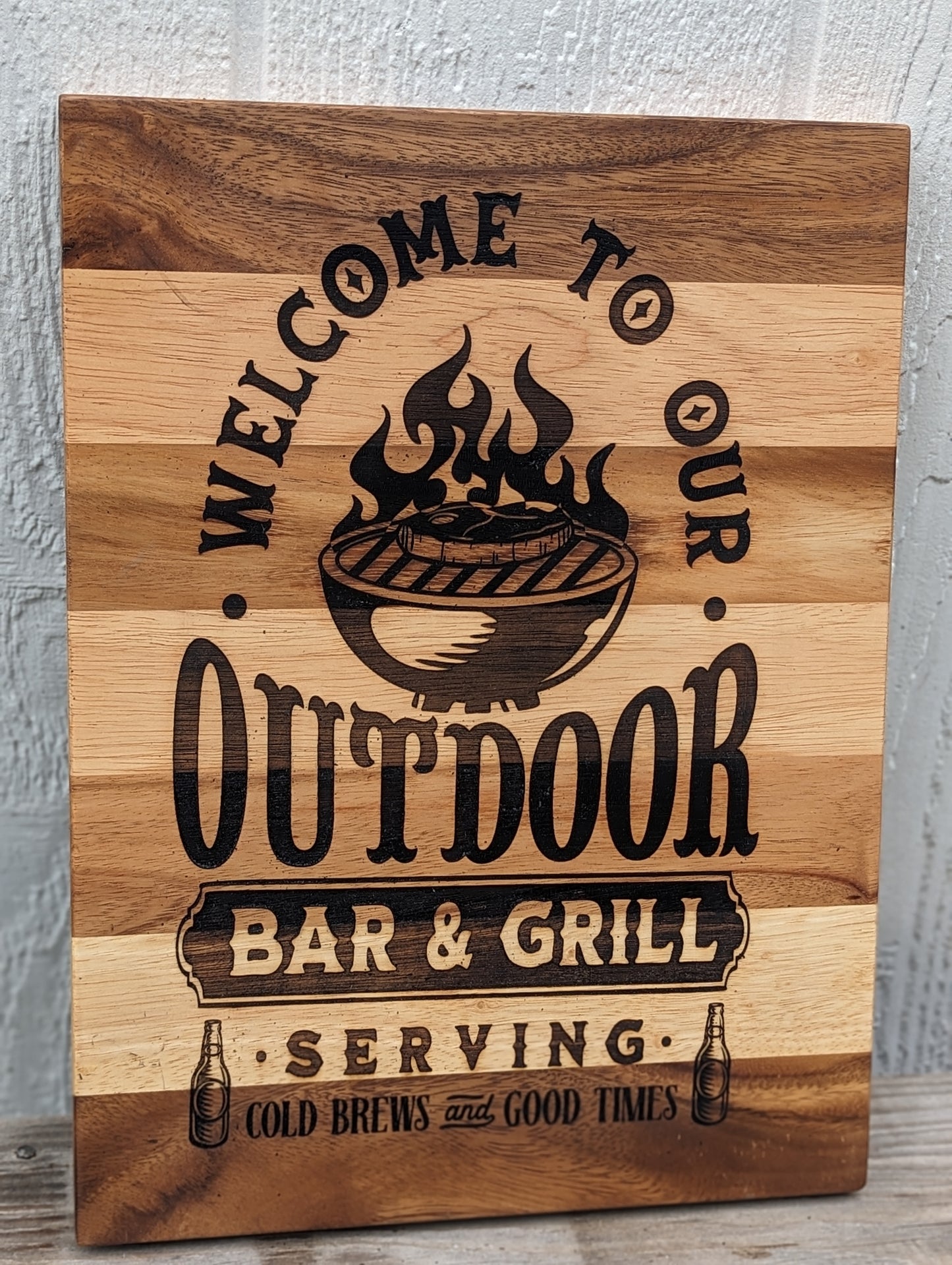 Laser engraved cutting board, decor AnchorsAweighLeather