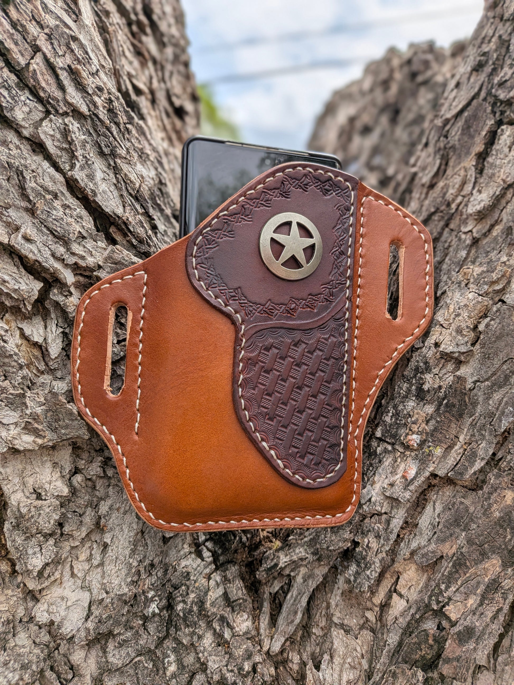 Leather Phone Holster Rancher II Edition AnchorsAweighLeather