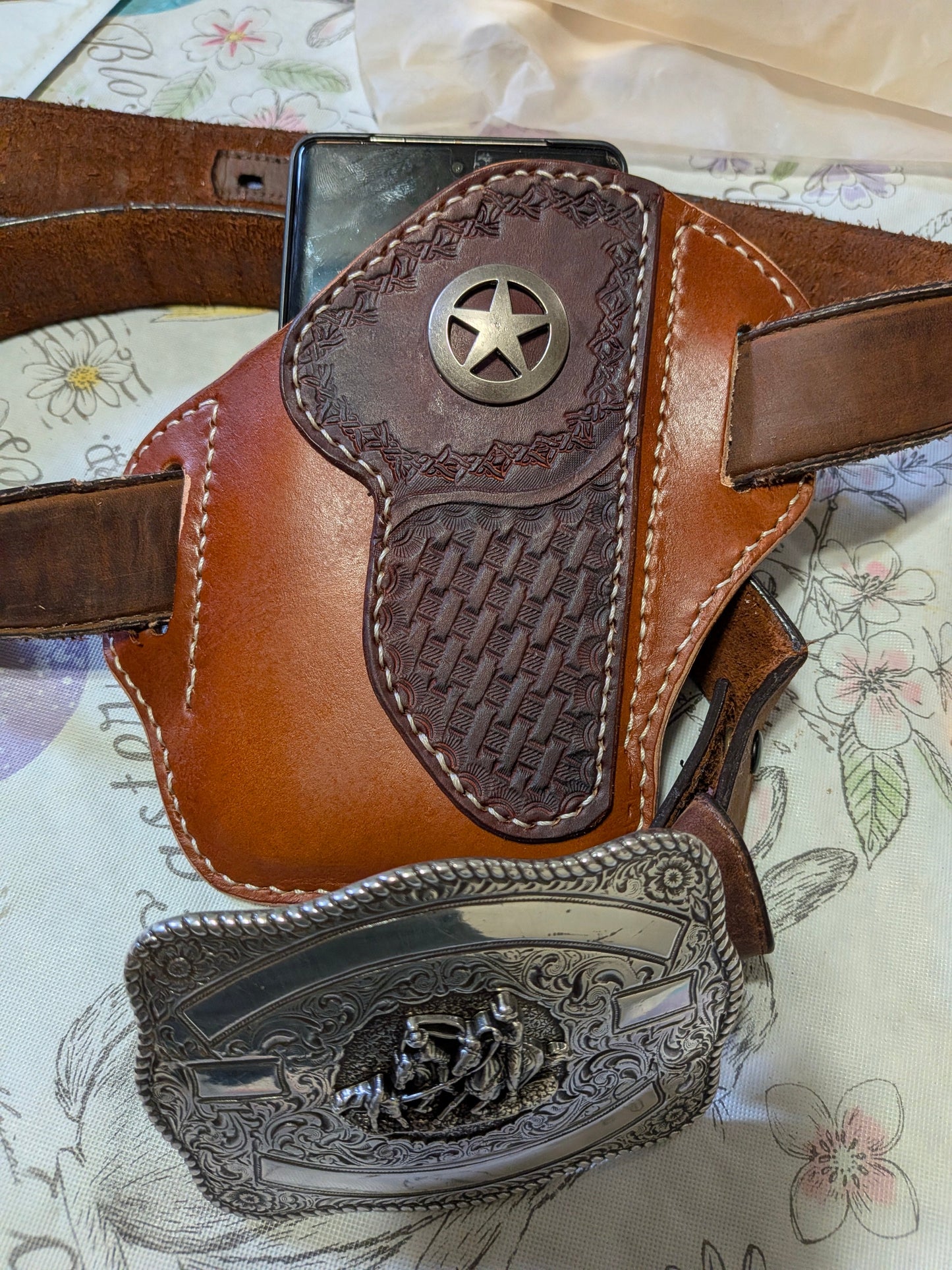 Leather Phone Holster Rancher II Edition AnchorsAweighLeather