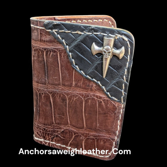 Handmade American Alligator Leather Wallet, BrownExotic Wallet AnchorsAweighLeather