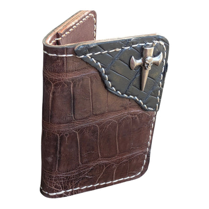 Handmade American Alligator Leather Wallet, BrownExotic Wallet AnchorsAweighLeather