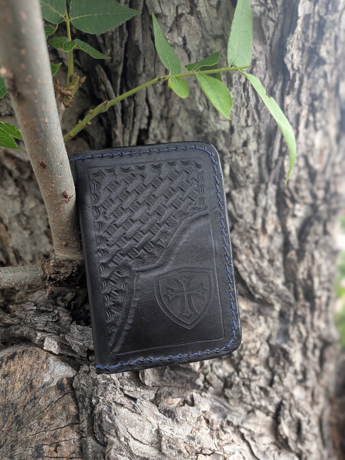Crusader Leather Bi fold Wallet: Hand Stitched Slim Design AnchorsAweighLeather