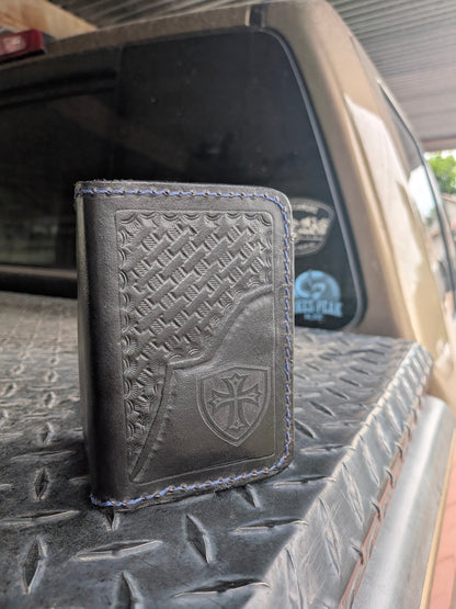 Crusader Leather Bi fold Wallet: Hand Stitched Slim Design AnchorsAweighLeather