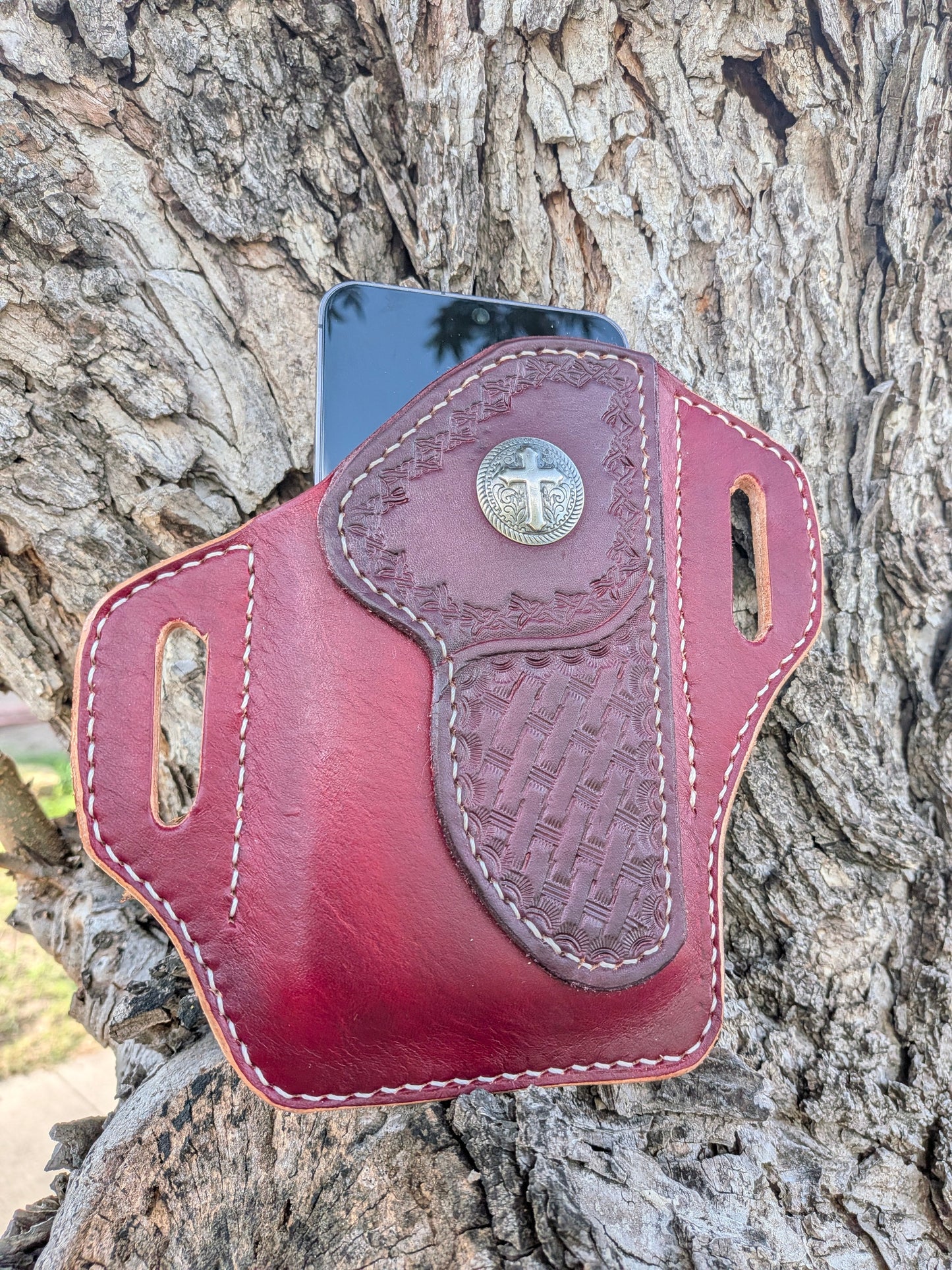Leather Phone Holster Rancher II Edition AnchorsAweighLeather