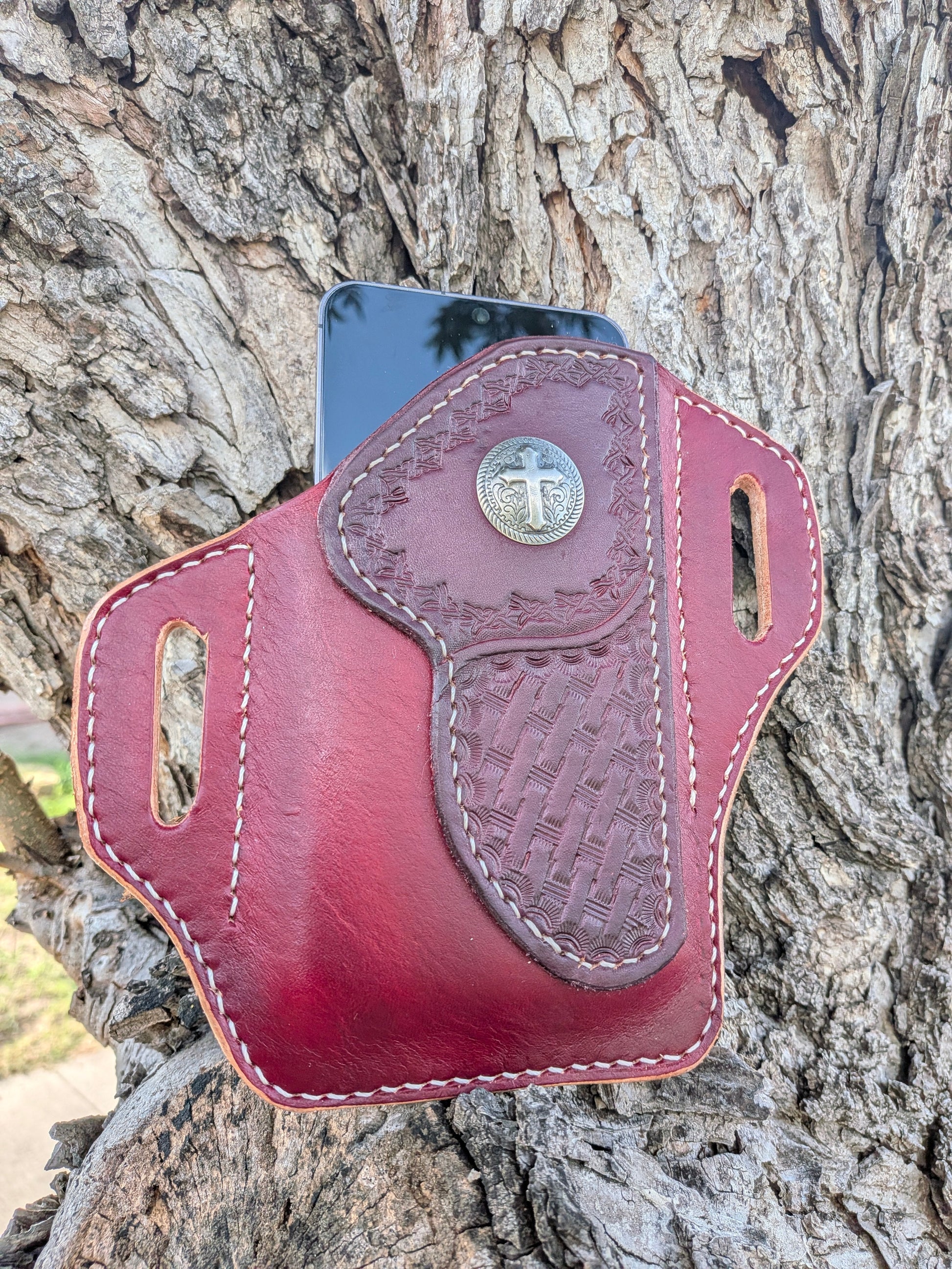 Leather Phone Holster Rancher II Edition AnchorsAweighLeather
