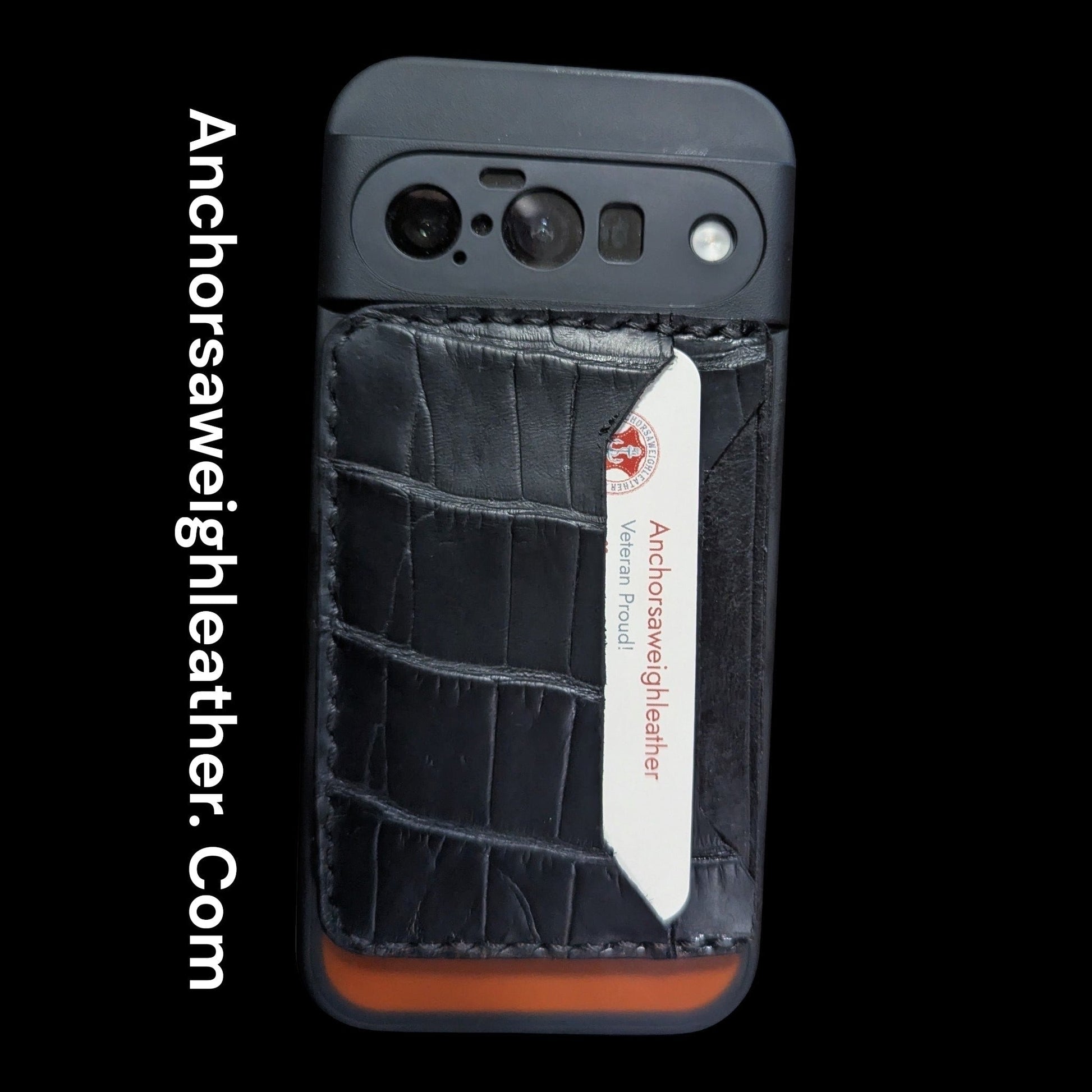 Genuine Alligator/Leather MagSafe Detachable Card Holder, EDC Wallet, Minimalist Card Wallet AnchorsAweighLeather