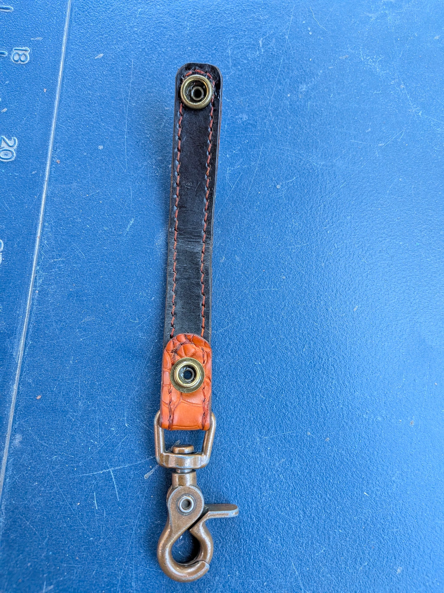 Burnt Orange Alligator Leather Key Holder | 360° Swivel Snap | Handcrafted EDC | AnchorsAweighLeather