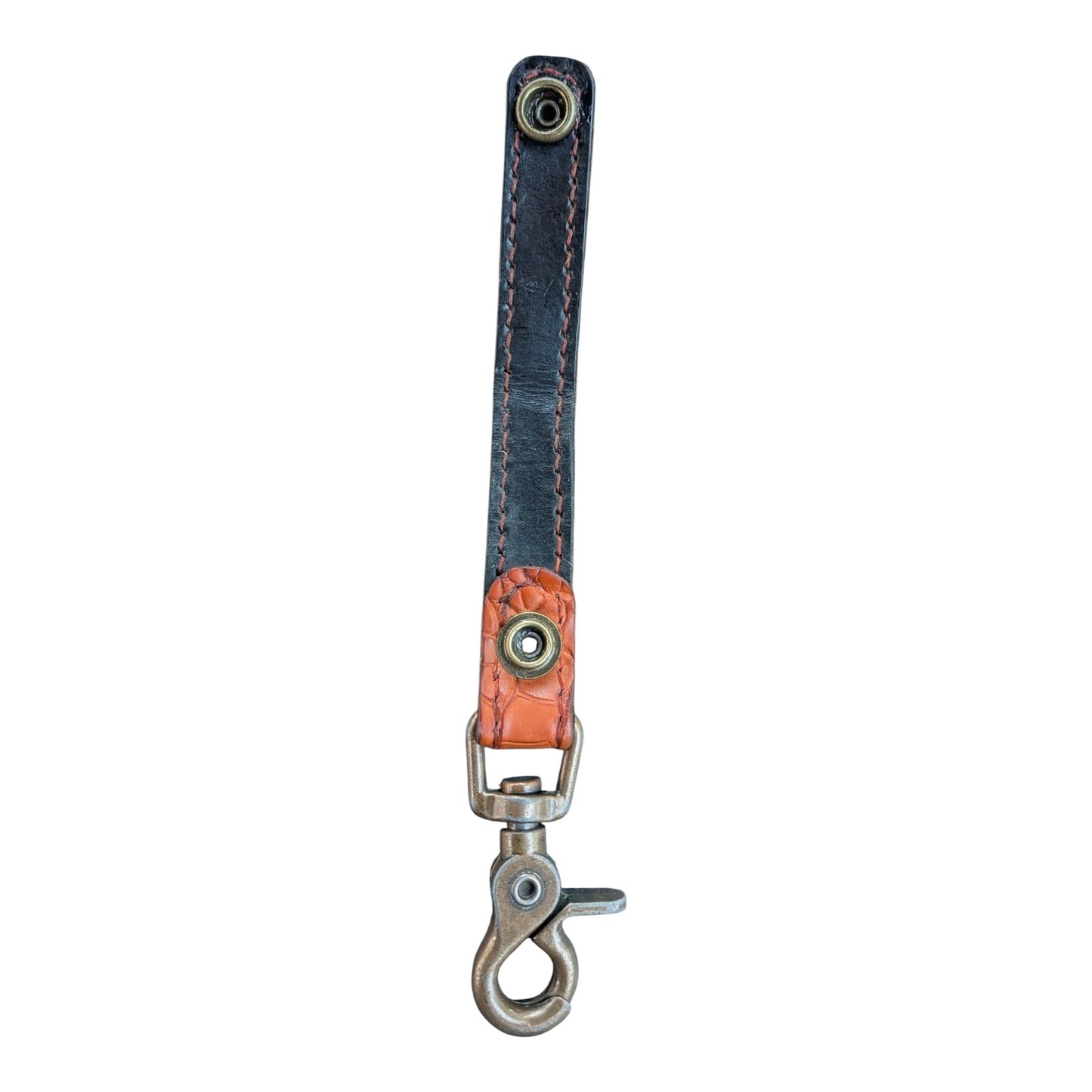 Burnt Orange Alligator Leather Key Holder | 360° Swivel Snap | Handcrafted EDC | AnchorsAweighLeather