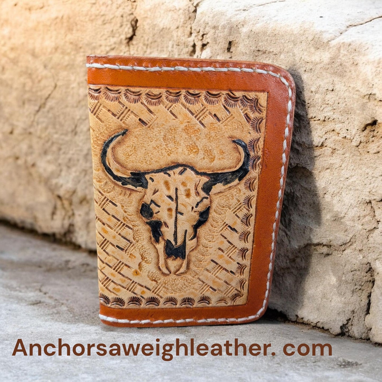The Longhorn Minimalist Wallet: Hand Stitched Slim Design