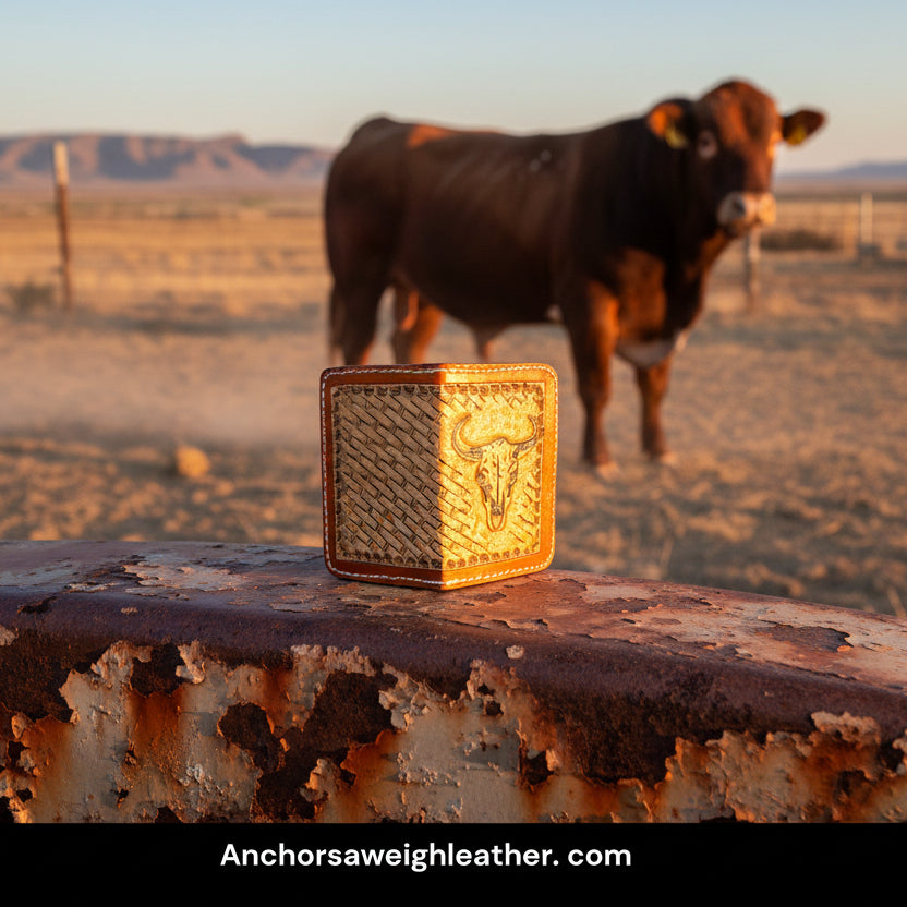 The Longhorn Minimalist Wallet: Hand Stitched Slim Design