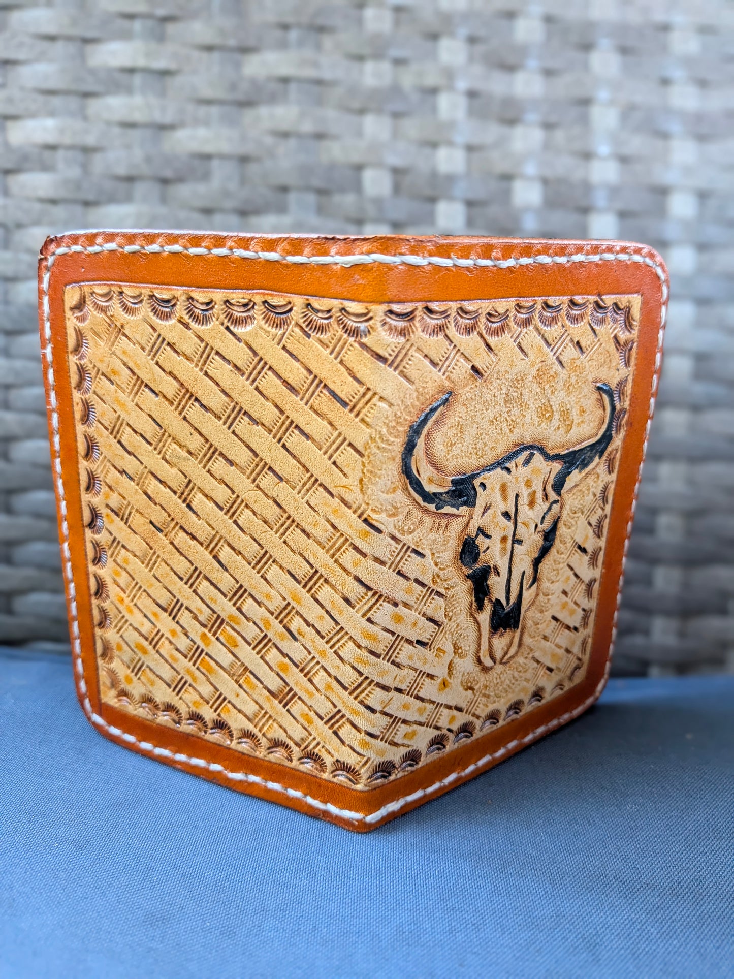 The Longhorn Minimalist Wallet: Hand Stitched Slim Design