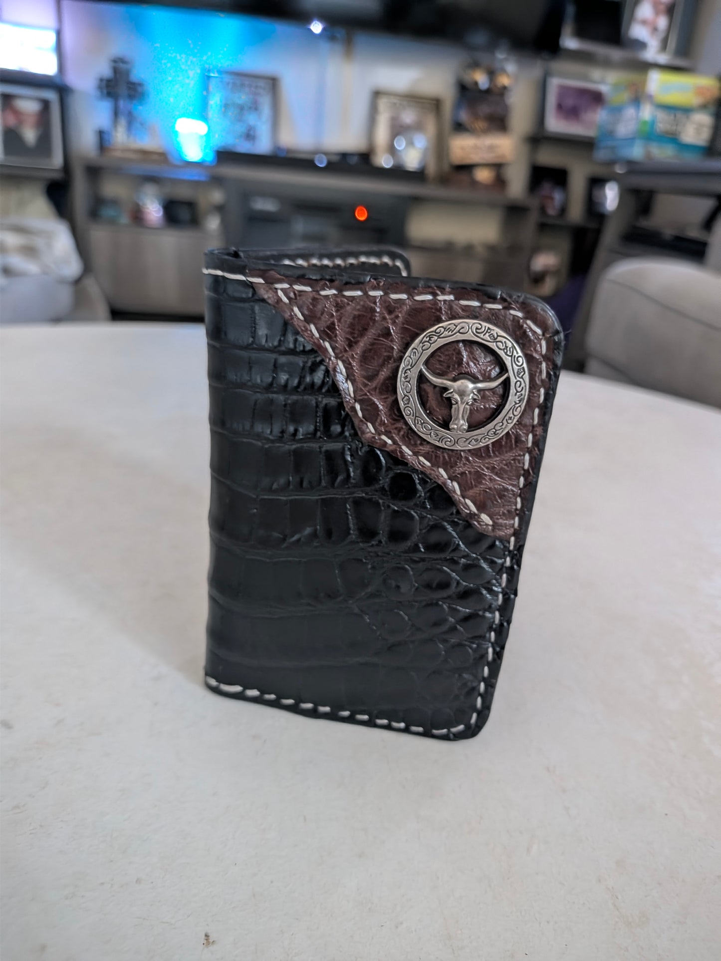 Black American Alligator Leather Wallet | Handcrafted Exotic EDC | AnchorsAweighLeather