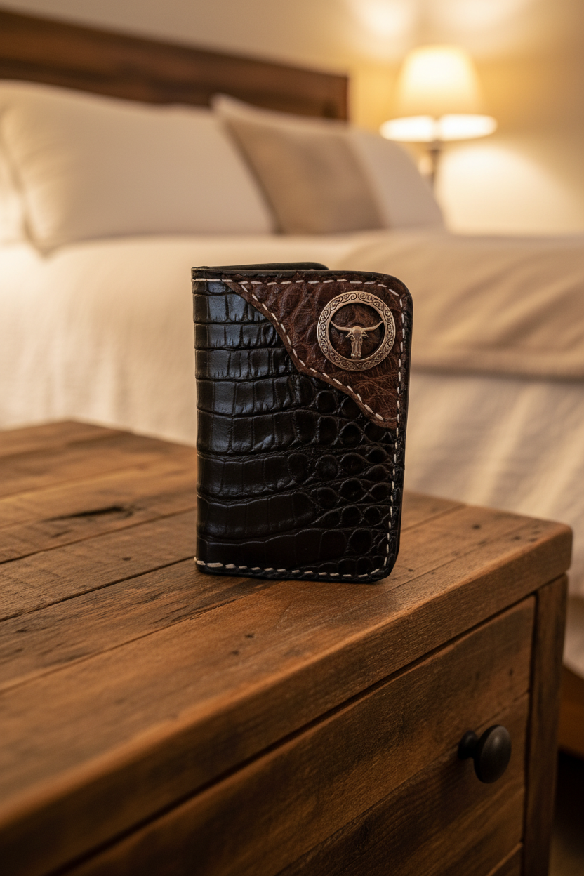 Black American Alligator Leather Wallet | Handcrafted Exotic EDC | AnchorsAweighLeather