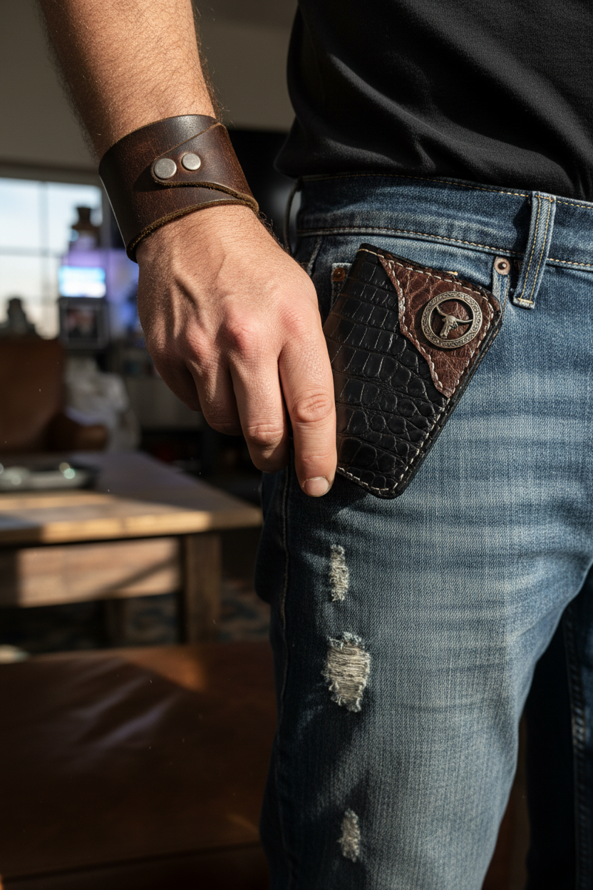 Black American Alligator Leather Wallet | Handcrafted Exotic EDC | AnchorsAweighLeather