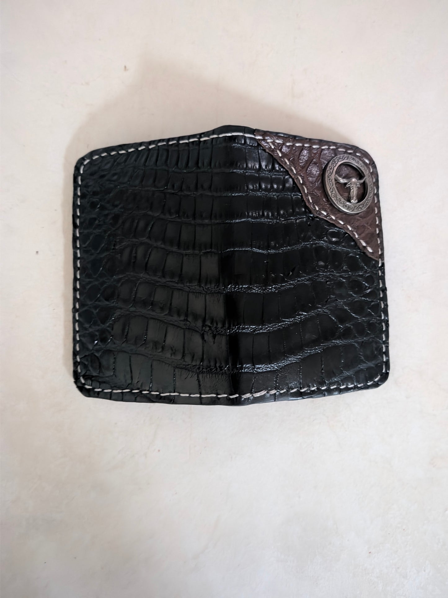 Black American Alligator Leather Wallet | Handcrafted Exotic EDC | AnchorsAweighLeather
