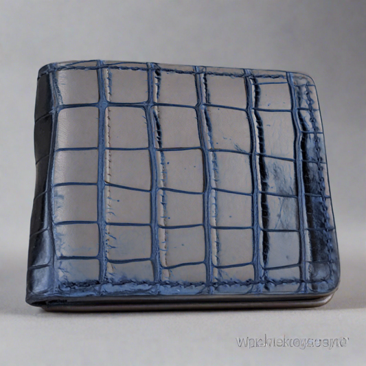 Black Genuine Alligator Skin Men's leather bi-fold wallet, leather wallet, leather billfold AnchorsAweighLeather
