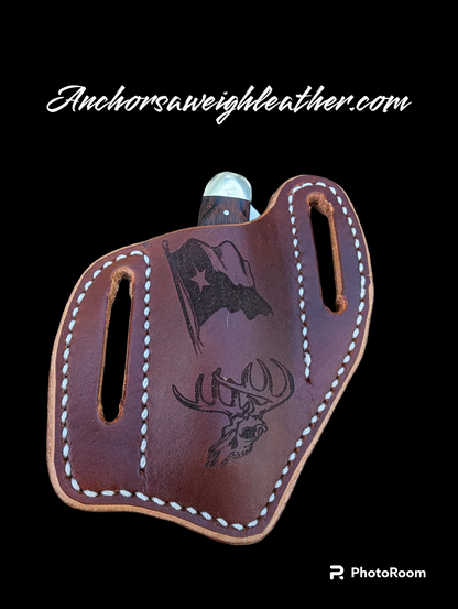 Custom Texas pancake knife sheath, knife case, leather knife sheath, pocket knife scabbard, Pocket knife sheath AnchorsAweighLeather