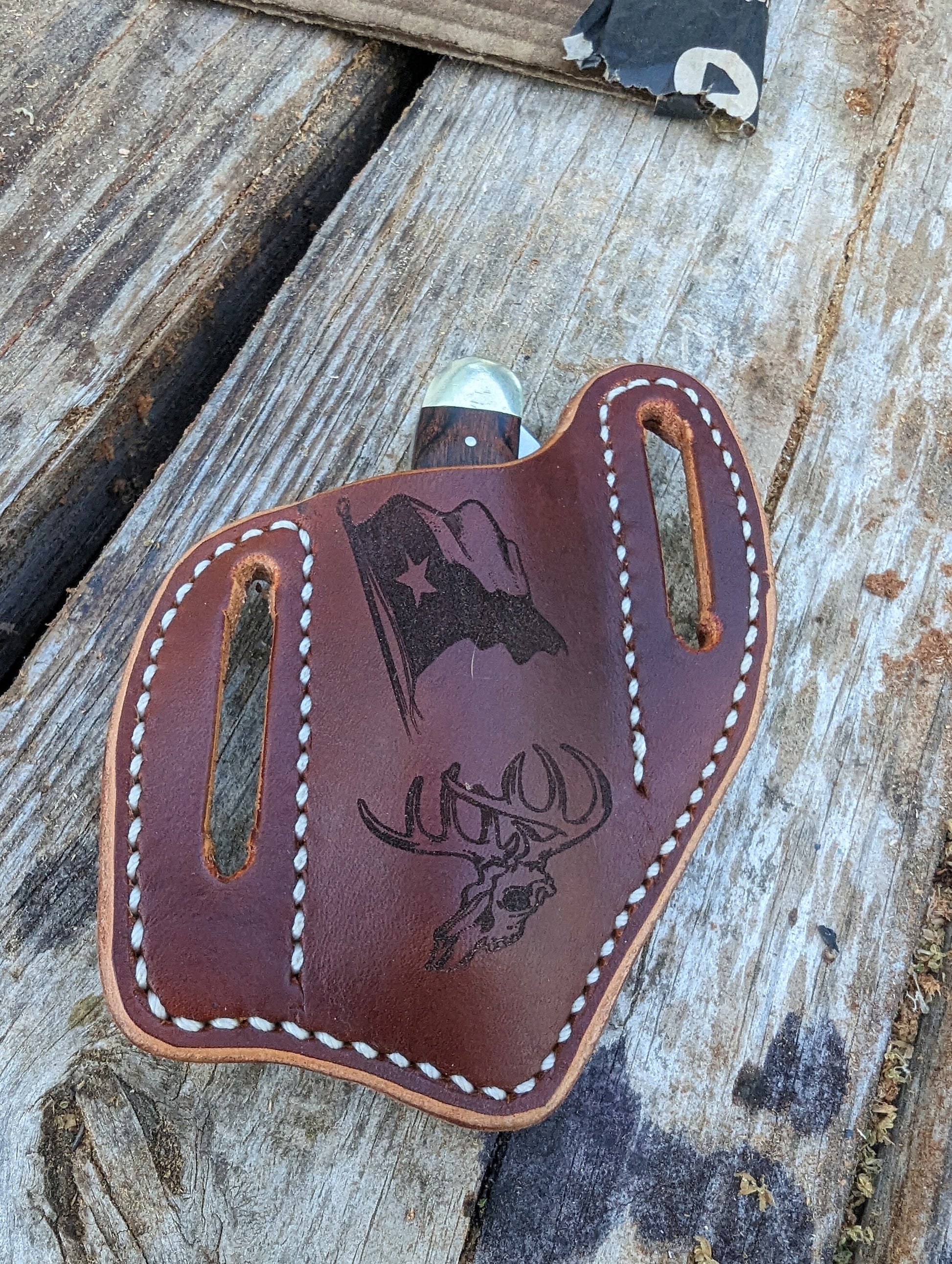 Custom Texas pancake knife sheath, knife case, leather knife sheath, pocket knife scabbard, Pocket knife sheath AnchorsAweighLeather