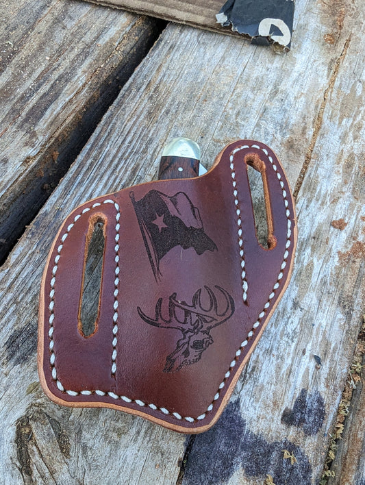 Custom Texas pancake knife sheath, knife case, leather knife sheath, pocket knife scabbard, Pocket knife sheath AnchorsAweighLeather