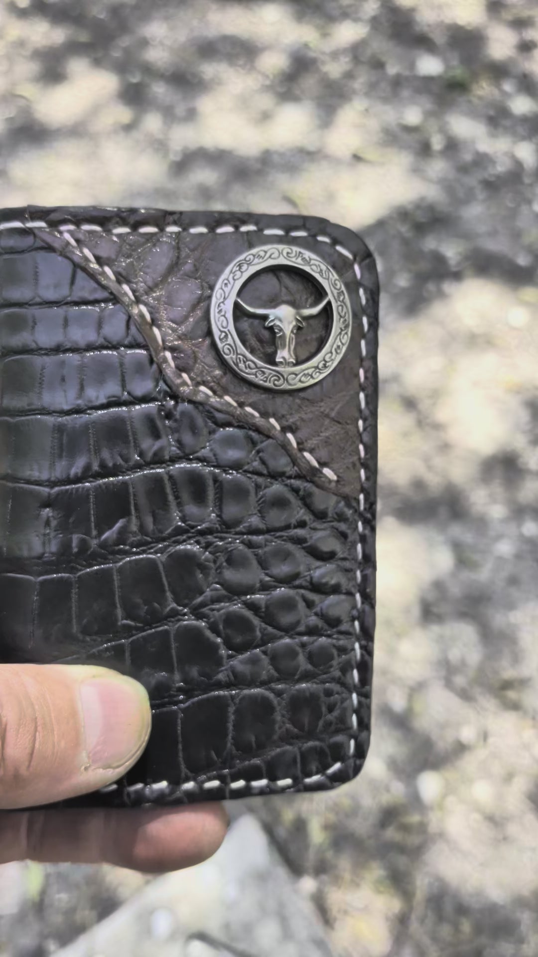 Black American Alligator Leather Wallet | Handcrafted Exotic EDC | AnchorsAweighLeather