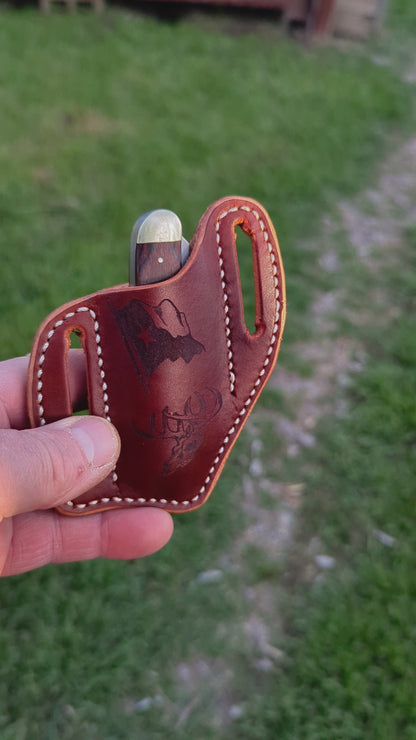 Custom Texas pancake knife sheath, knife case, leather knife sheath, pocket knife scabbard, Pocket knife sheath, foldable pocket knife sheath
