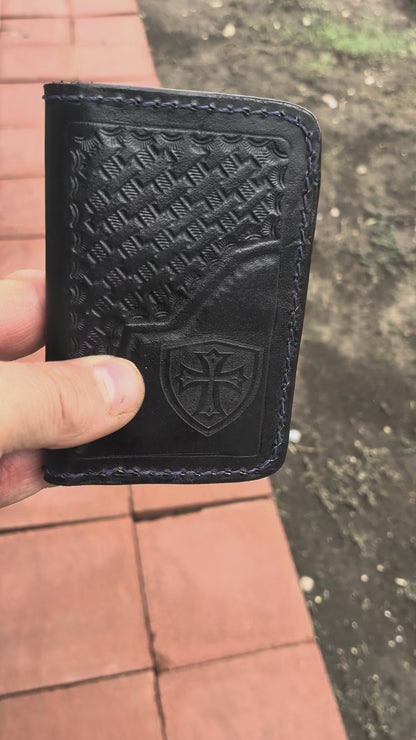 Crusader Leather Bi fold Wallet: Hand Stitched Slim Design