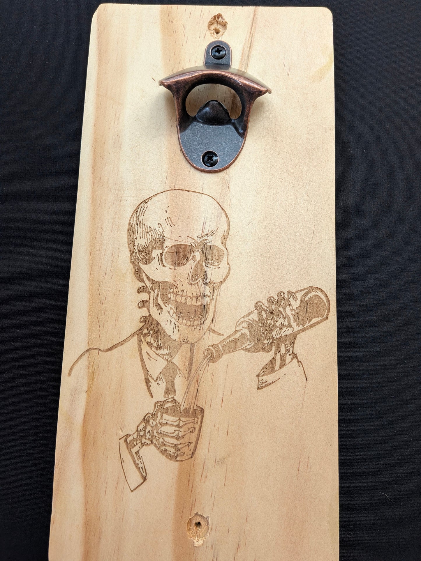 Wooden wall/fence beer bottle openers
