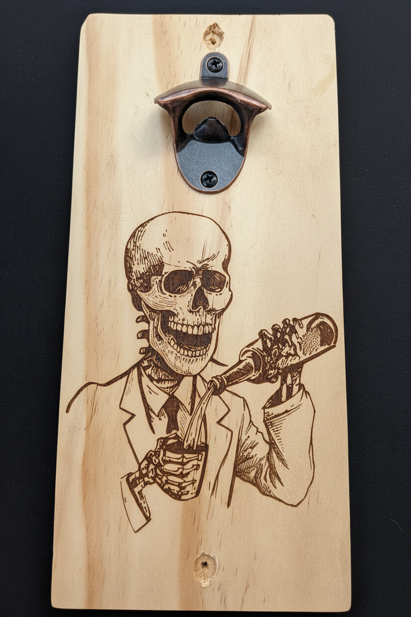 Wooden wall/fence beer bottle openers