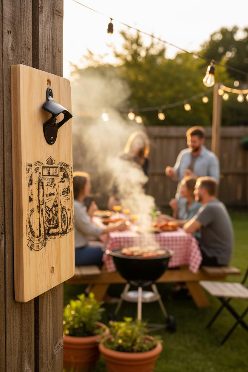 Wooden wall/fence beer bottle openers