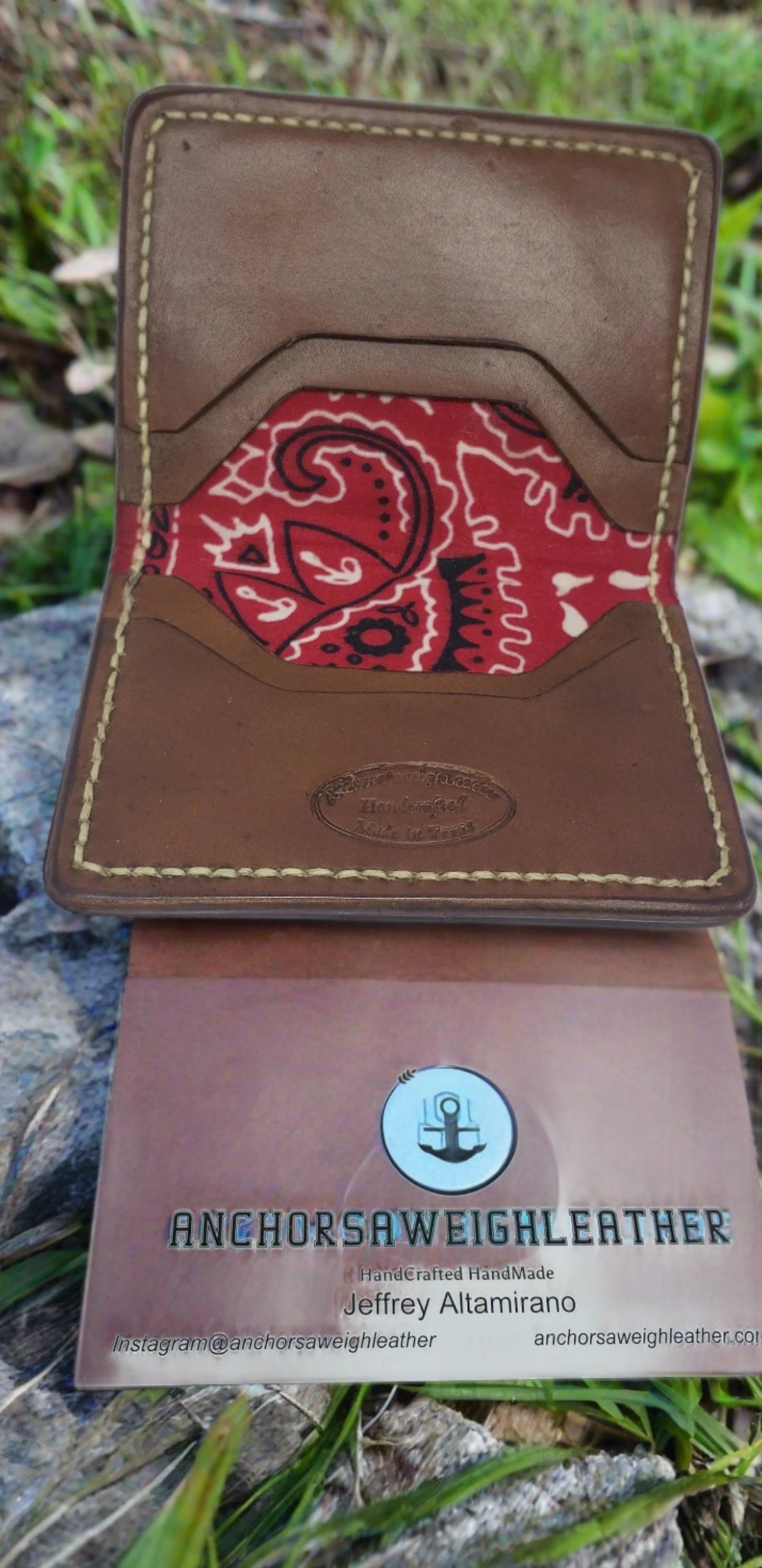 Alta Edition Red Bandana Minimalist Wallet, Minimalist Wallet, Wallet, EDC AnchorsAweighLeather