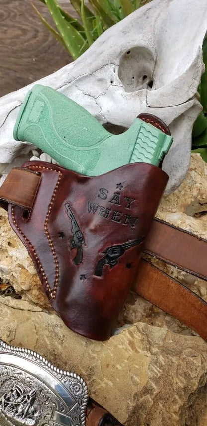 Avenger holster "Say When"", Leather Holster, OWB Holster, Holster, EDC AnchorsAweighLeather