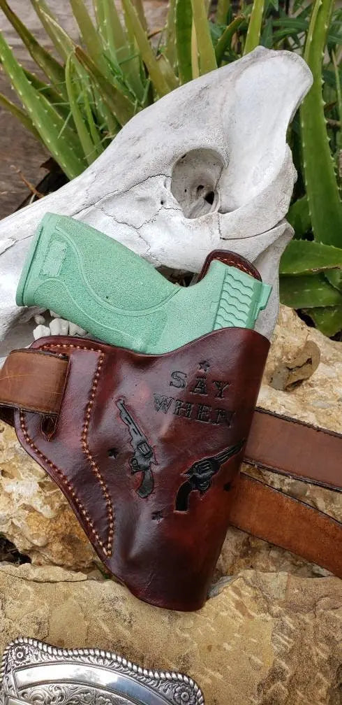 Avenger holster "Say When"", Leather Holster, OWB Holster, Holster, EDC AnchorsAweighLeather