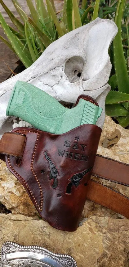 Avenger holster "Say When"", Leather Holster, OWB Holster, Holster, EDC AnchorsAweighLeather