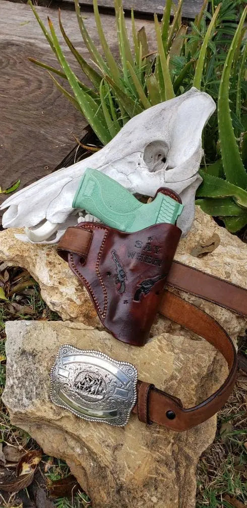 Avenger holster "Say When"", Leather Holster, OWB Holster, Holster, EDC AnchorsAweighLeather