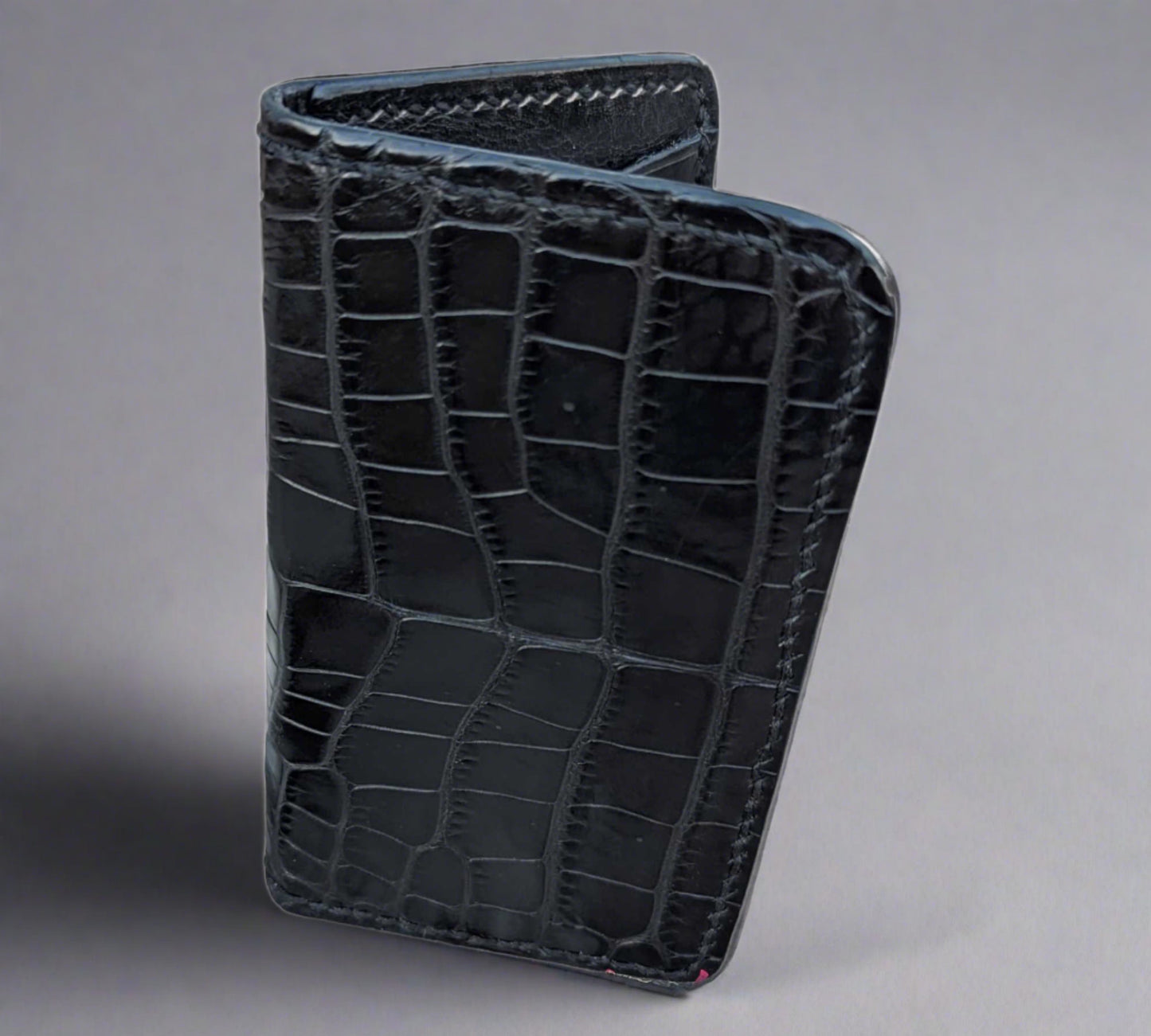 Black Genuine Alligator Skin Men's Vertical Wallet, Minimalist wallet, EDC, Wallet, The Executive Wallet AnchorsAweighLeather